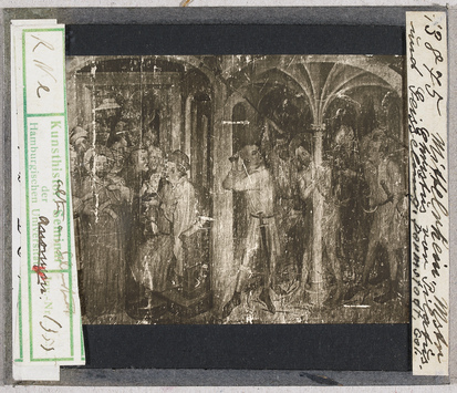 Vorschaubild Darmstadt, Museum: Mittelrheinischer Meister, Christus vor Pilatus und Geißelung (Stoedtner-Nr. 13875) 